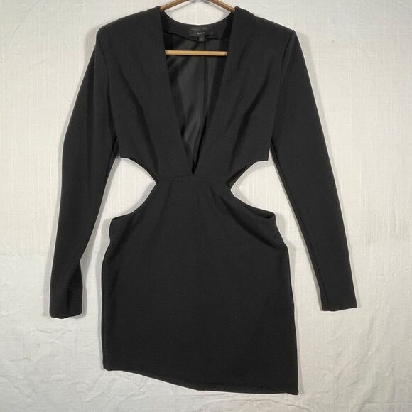 Michael Costello X Revolve Black Plunging Cut Outs Beatrix Mini Dress Size Small - Picture 1 of 6